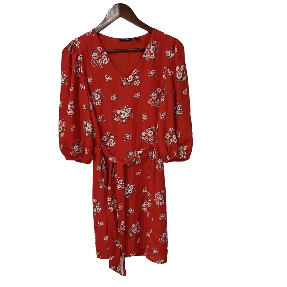 Halogen red dress with floral print size small